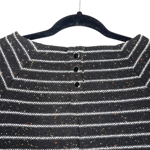Banana Republic Factory Black & White Striped Tweed Boatneck Sweater Small Women - Picture 7 of 12